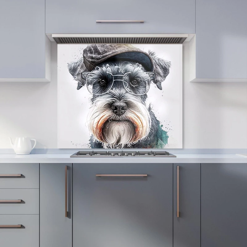 Image of Warren Reed - Designer Miniature Schnauzer Dog Splashart Kitchen Splashback Size: 600mm x 750mm Multicolor Unisex 600mm x 750mm