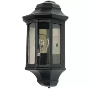 Image of Newbury - 1 Light Outdoor Wall Half Lantern Light Black IP44, E27 - Elstead
