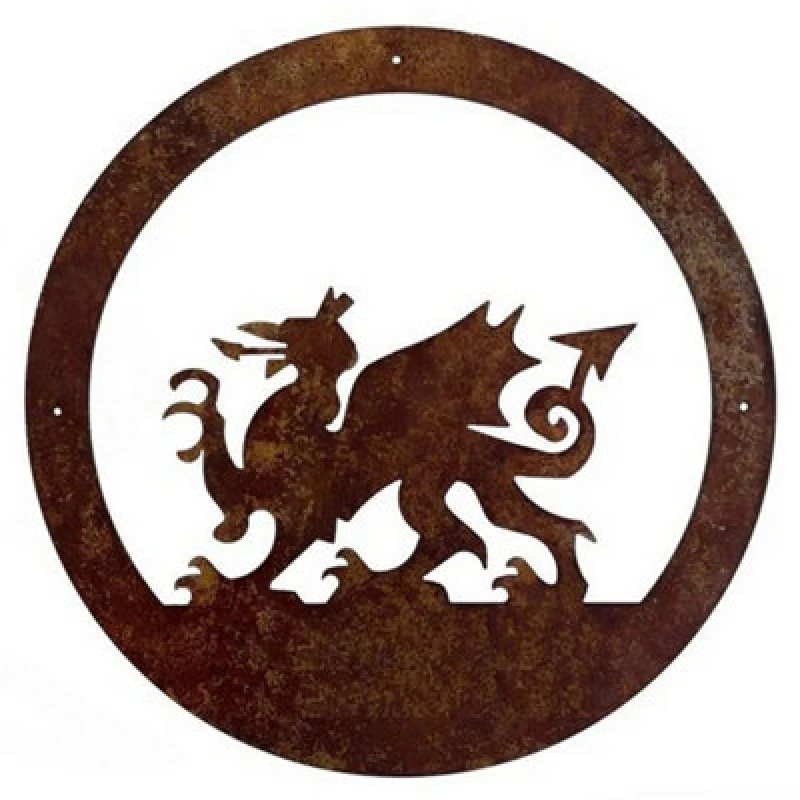Image of Poppy Forge Welsh Dragon Wall Art With No Text - Large - H49.5cm - Black
