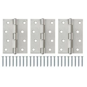 Image of Nickel effect Metal Butt hinge Pack of 3