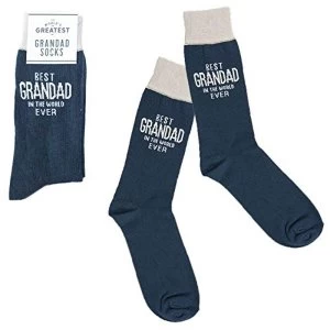 image of Best Grandad In The World Navy Blue Cotton Socks (One Random Supplied)