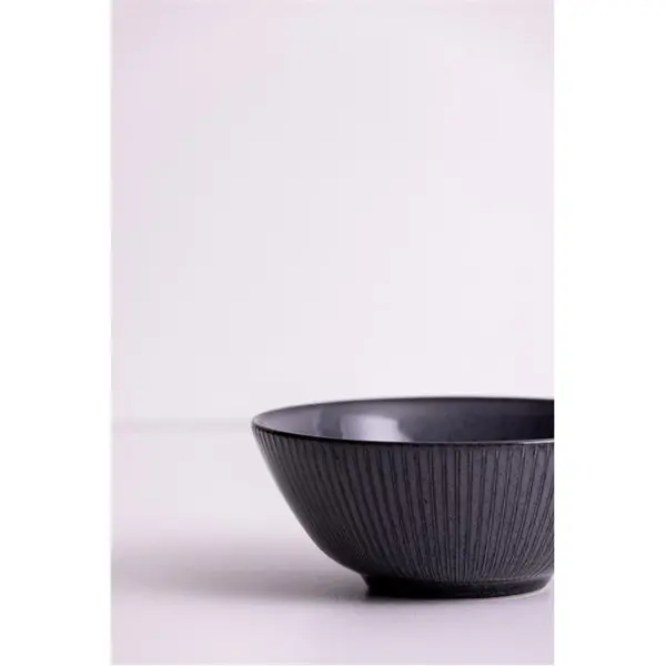 image of Mason Cash Reactive Linear Black Bowls x4 Bowls 16cm Black 80368103002