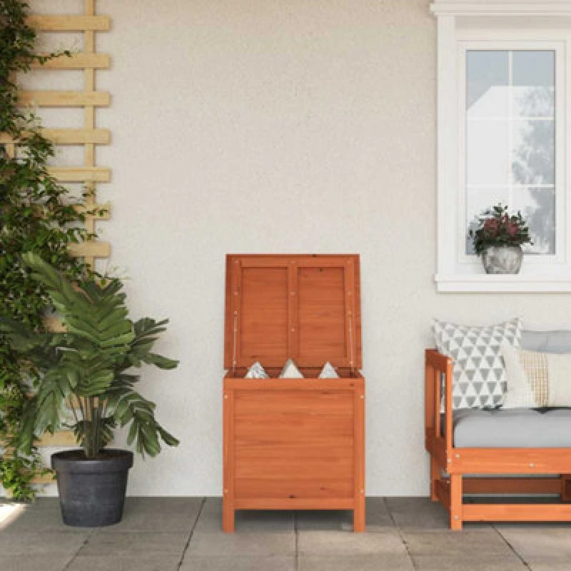 Image of vidaXL Garden Storage Box Brown 50x49x56.5cm Solid Wood Fir, Brown 364751