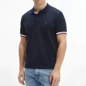 Image of Tommy Hilfiger Mens Cuff Branding Regular Polo Shirt - Desert Sky - L