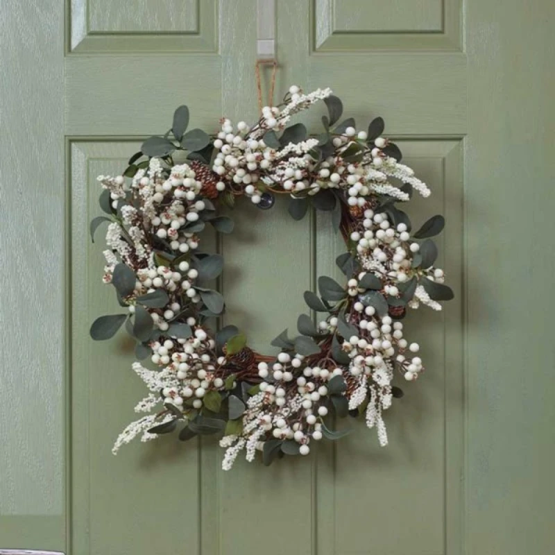 Image of 40cm Hanging Christmas Winter Berry Wreath with Seasonal Foliage