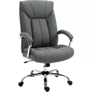 Image of Vinsetto - High Back Home Office Chair Swivel Linen Fabric Desk Armchair, Grey - Grey