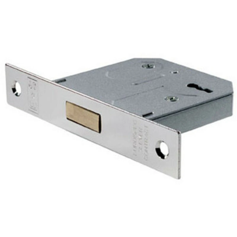 Image of Loops 76mm 3 Lever BS Deadlock Square Forend Nickel Plated Door Security Latch Metallics unisex