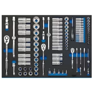 image of Draper Socket Set in Full Plus Drawer EVA Insert Tray, 1/4", 3/8" & 1/2" (96 Piece)