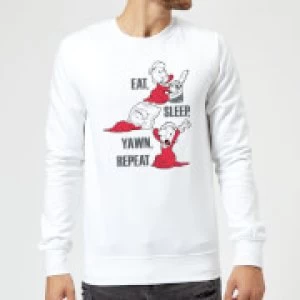 Image of Popeye Eat Sleep Yawn Repeat Sweatshirt - White - L