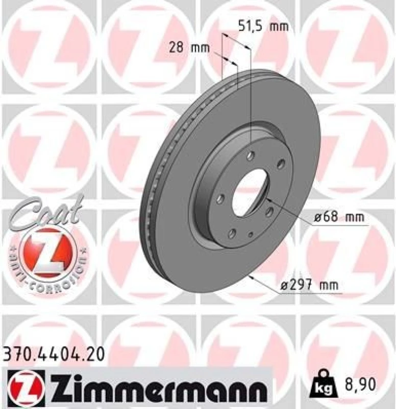 Image of ZIMMERMANN Brake disc ZIMMERMANN 370.4404.20