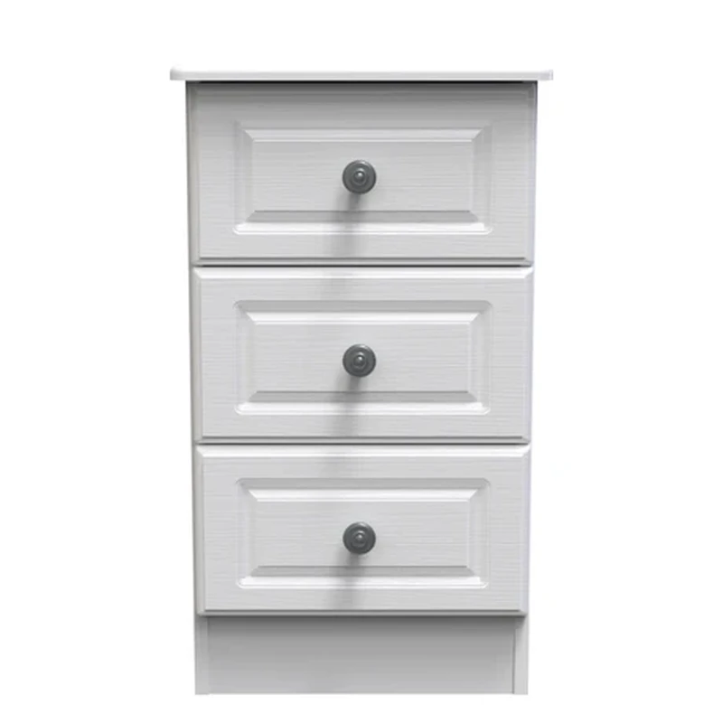 Image of Studio Pembroke 3 Drawer Bedside Cabinet Bedside Tables Small Grey 39175702120