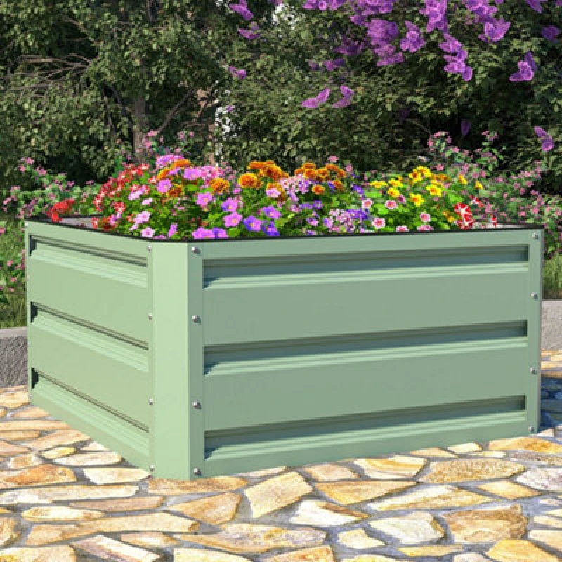 Image of Garden Gear Metal Raised Garden Bed Kit Planter For Vegetables, Plants, Flowers & Herbs Trough (L60Xw60Cmxh30Cm)