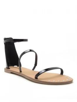 image of Qupid Athena 1273 Multi Strap Sandal Black Patent