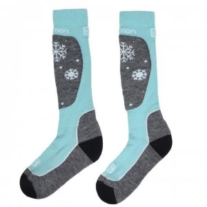 image of Salomon Access 2 Pack Ski Socks Womens - Blue/Grey