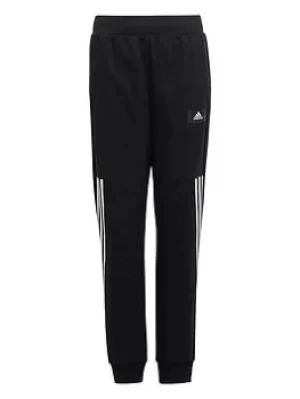 Image of adidas Boys Future Icons 3 Stripe Tapered Pant, Black/White, Size 13-14 Years
