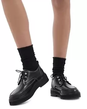 Image of The Kooples Womens Leather Lace Up Derby Shoes