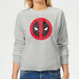 Image of Marvel Deadpool Cracked Logo Womens Sweatshirt - Grey - L
