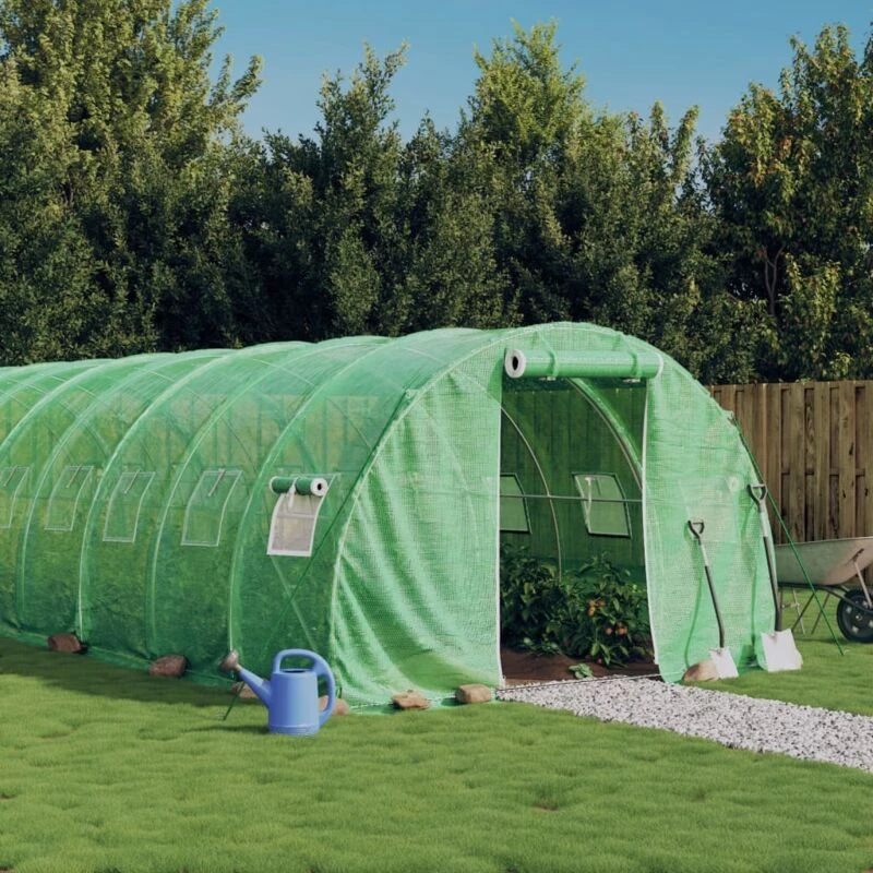 Image of vidaXL Greenhouse with Steel Frame Green 48 m 16x3x2 m, Green 3188045