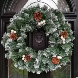 Image of Premier Decorations Ltd - 40cm Snow Tips Christmas Door Wreath for Indoor / Outdoor