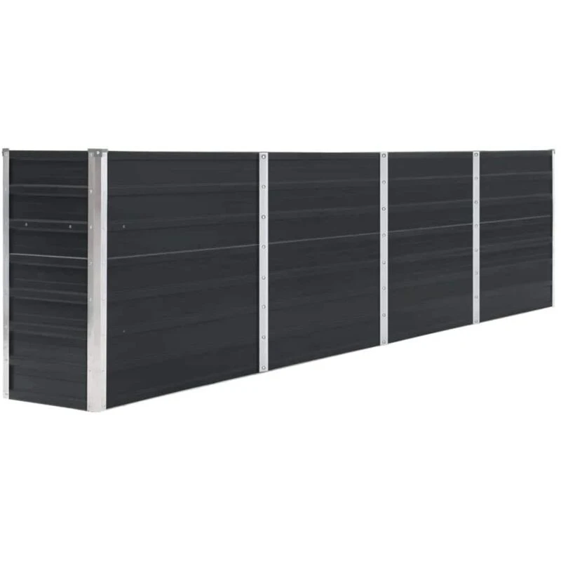 Image of vidaXL Raised Garden Bed 320x40x77cm Galvanised Steel Anthracite Patio Planter