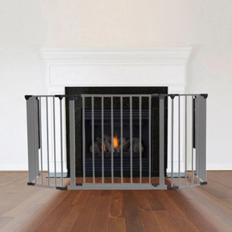 Image of Safetots Multi Panel Fire Surround, 62Cm Deep X 104Cm Wide, Grey, 70Cm Tall, Child And Pet Safety, Baby And Toddler Fire Guard