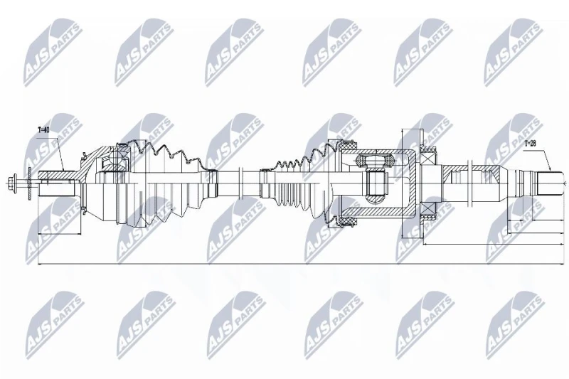 Image of NTY NPW-VV-026 Drive shaft Automatic Transmission, Front Axle Right Drive Shaft (13)