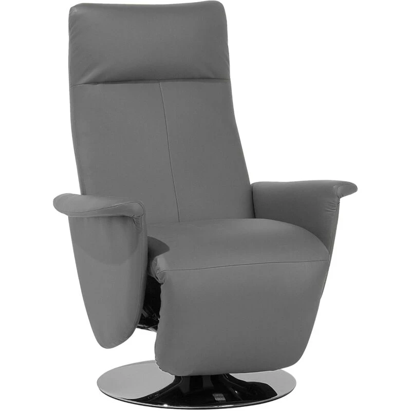 Image of Beliani Recliner Chair Prime With Footrest Faux Leather Grey