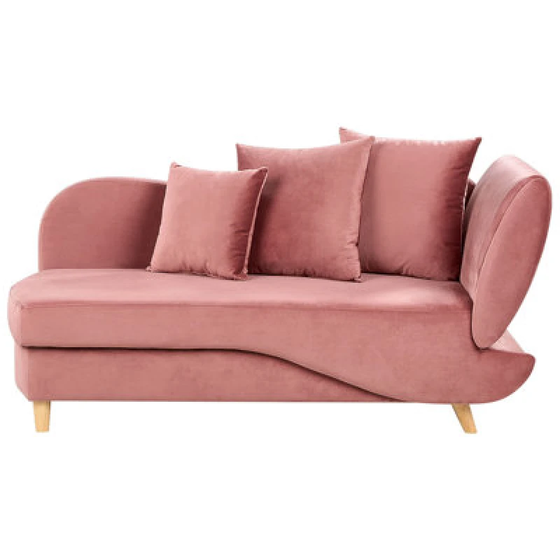 Image of Beliani Right-Hand Chaise Lounge Meri Velvet Pink With Storage
