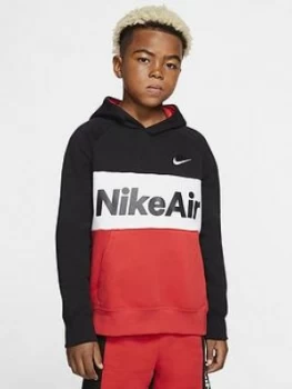 Image of Nike Sportswear Air Older Boys Overhead Hoodie - Black/Red