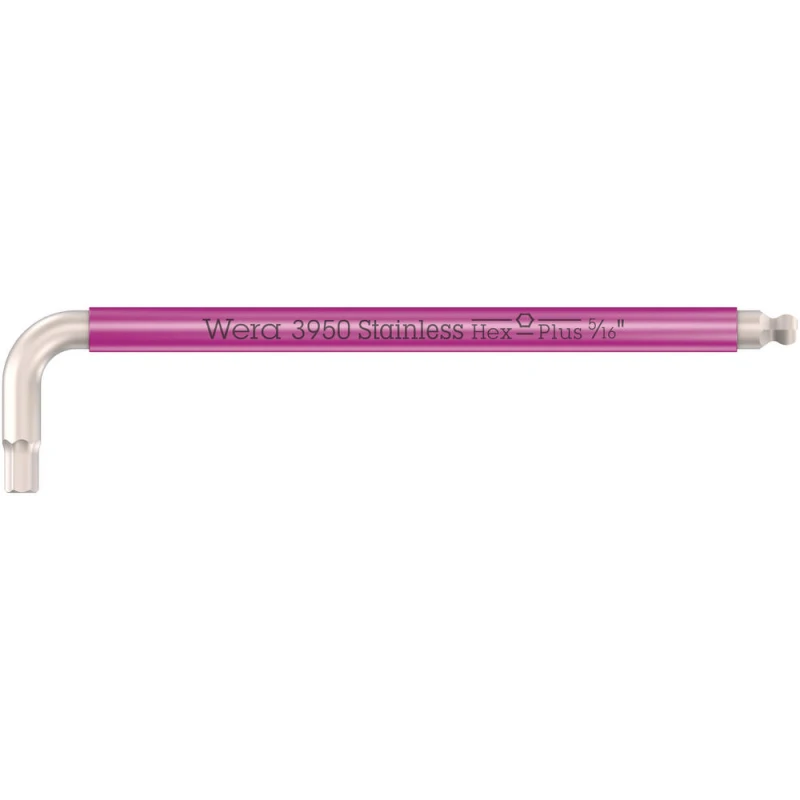 Image of Wera 3950 SPKL Stainless Steel Multicolour Hex Key Imperial 5022857001 Size: 5/16"