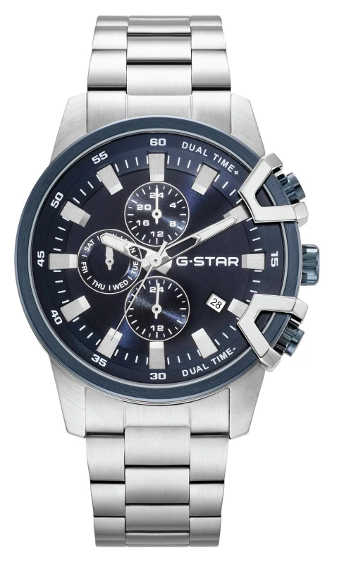 Image of G Star G Star 3D Bend Multifunction Mens Silver Stainless Steel Bracelet Watch