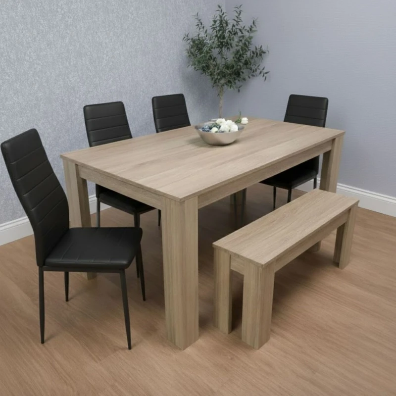 Image of KOSY KOALA Kitchen Dining Table With 4 Chairs and 1 Bench Dining table set for 6 Multi