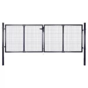 image of Vidaxl Mesh Garden Gate Galvanised Steel 289X100 Cm Grey