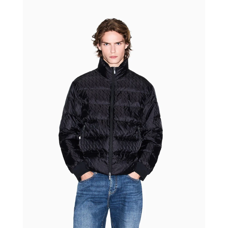 Image of Armani Exchange Mens Down Short Puffer Jacket Black male L
