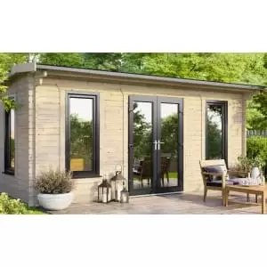 Image of Power Sheds 18 x 12ft Central Doors Apex Notched Logs Log Cabin
