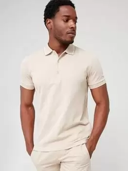 Image of BOSS Paule 4 Slim Fit Polo Shirt - Beige , Beige, Size 2XL, Men