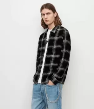 Image of AllSaints Mens Miwok Check Jacket, Jet Black, Size: XS