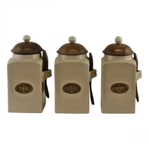 Image of Large Tea, Coffee & Sugar Canisters With Spoons