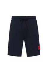 Image of Hugo Boss Diz 212 Red Patch Logo Jersey Shorts Navy Size 2XL Men