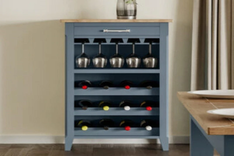Image of Baumhaus Signature Blue Wine Rack / Glass Storage Cabinet Blue Unisex