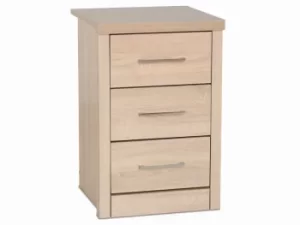 Image of Seconique Lisbon Light Oak Effect 3 Drawer Bedside Cabinet Flat Packed