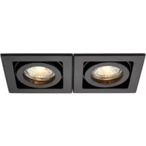 image of Loops - Twin Adjustable Recessed Boxed Downlight - 2 x 50W GU10 Reflector - Matt Black