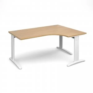 image of TR10 Deluxe Right Hand Ergonomic Desk 1600mm - White Frame Oak Top