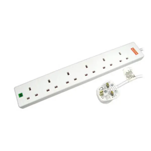 Image of Cables Direct 5M 6 Gang UK Switch Pow Block Surge RB-05-6GANGSWD