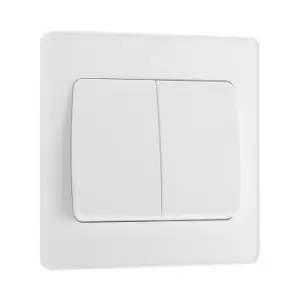 BG Evolve Pearl White Double Light Switch 20A 16Ax 2 Way Wide Rocker - PCDCL42WW - main image