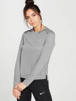 Image of Nike Running Miler Long Sleeve Top Grey Size L Women