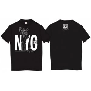 John Lennon Tee Shirt: NYC Power to the People Blk: Medium