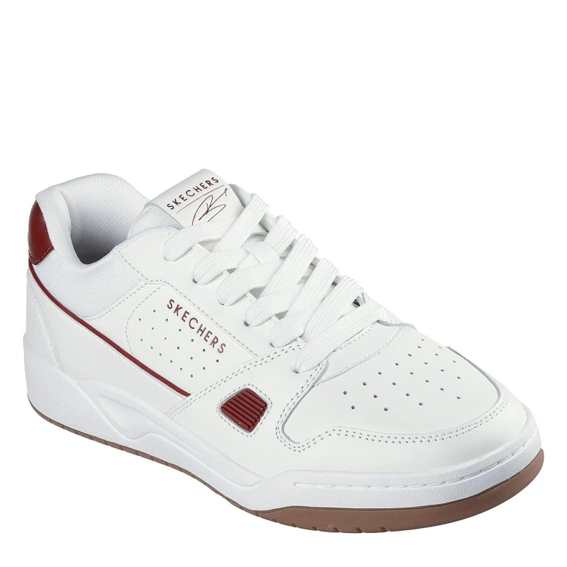 Image of Skechers Mens Harry Kane Collab Leather Low-Top Trainers White/Burgundy male 7 (41)