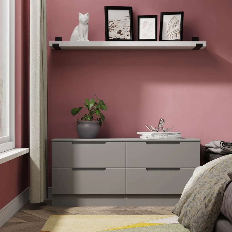 Image of Welcome Furniture Ready Assembled Milan 4 Drawer Bed Box In Dusk Grey MIL036DGDG