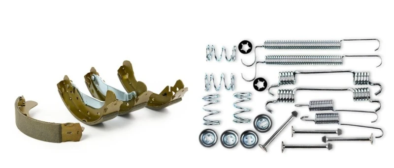 Image of RIDEX 70B2166 Brake Shoes Rear Axle, with accessories Brake Shoe Set (70)